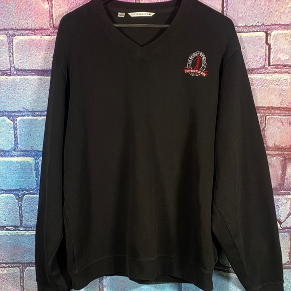 Cutter & Buck Joe Morgan Invitational V-Neck Pullover XL Black Pima Cotton Golf - Picture 4 of 11